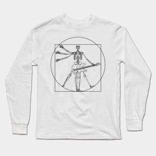 Cool Skeleton Playing Electric Guitar Design for Rock Music Lover Gift Long Sleeve T-Shirt